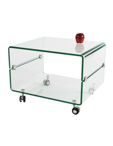 Mesa auxiliar Bubble 60x40 vidro, rodas