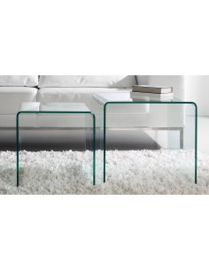 Conjunto de 2 Mesas BURANO 050x045 Vidro Transparente 2