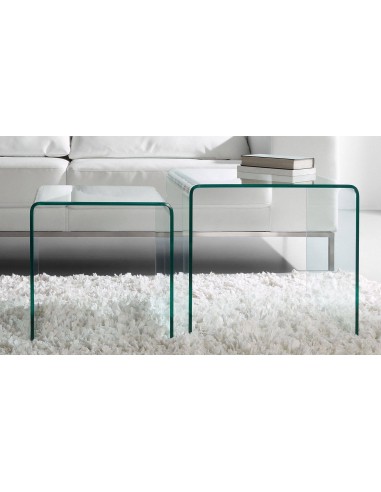 Conjunto de 2 Mesas BURANO 050x045 Vidro Transparente