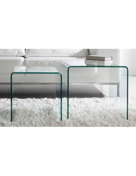 Conjunto de 2 Mesas BURANO 050x045 Vidro Transparente Conjunto de 2 Mesas BURANO 050x045 Vidro Transparente