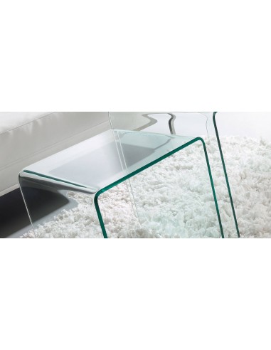 Conjunto de 2 Mesas BURANO 050x045 Vidro Transparente