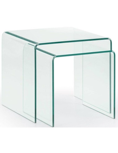  Set 2 Mesas BURANO 050x045 Cristal Transparente