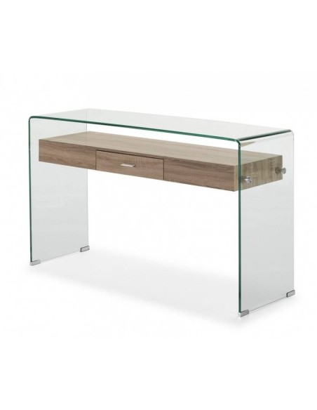 Consola Sydney 125x40, madera, cristal curvado