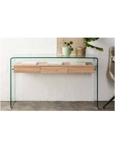 Console Sydney 125x40, madeira, vidro curvado 2