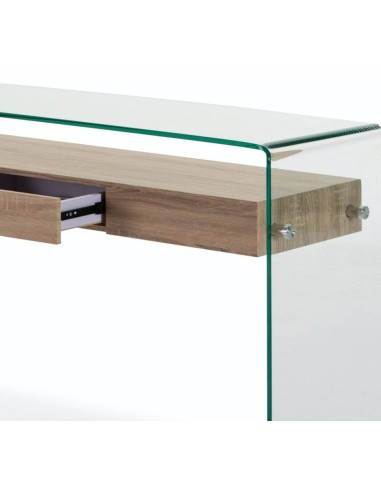 Console Sydney 125x40, madeira, vidro curvado