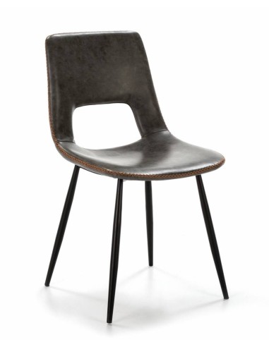 Zahara Silla, metal negro, similpiel