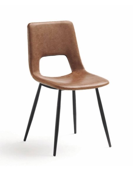 Zahara Cadeira, metal preto, similpiel