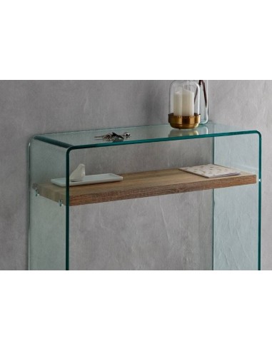 CONSOLE 80 x 30, madeira, vidro curvado NEYDY.