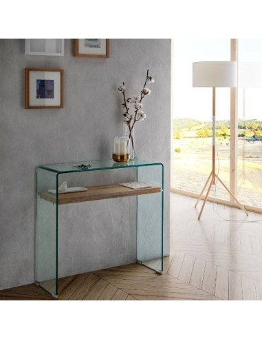 CONSOLE 80 x 30, madeira, vidro curvado NEYDY.