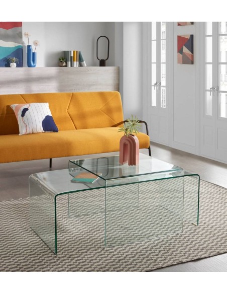 Mesa Auxiliar Burano 60x60x45 Cristal templadoTransparente