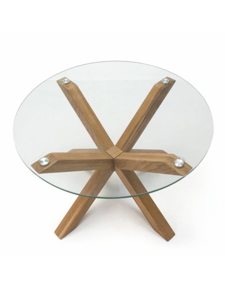 MESA-Redonda de DESIGN Lagos 107, vidro, carvalho