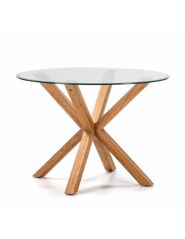 MESA Redonda de DISEÑO Lagos 107, cristal, roble
