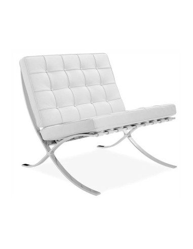 Cadeira barcelona SimilPiel branco, Inspirada em Ludwig Mies van der Rohe