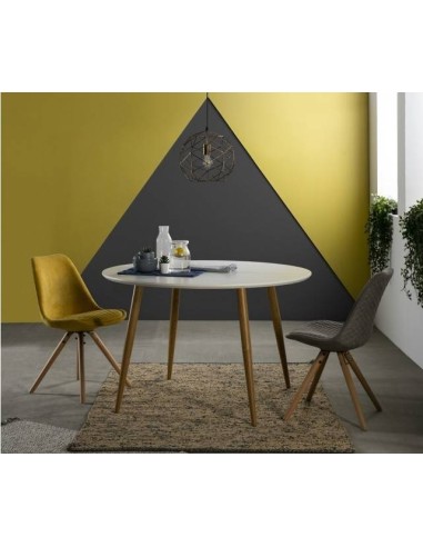 OQUI Mesa Redonda extensible 120(160)x75, blanco, Roble