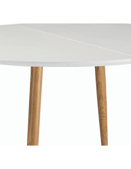 OQUI Mesa Redonda extensible 120(160)x75, blanco, Roble