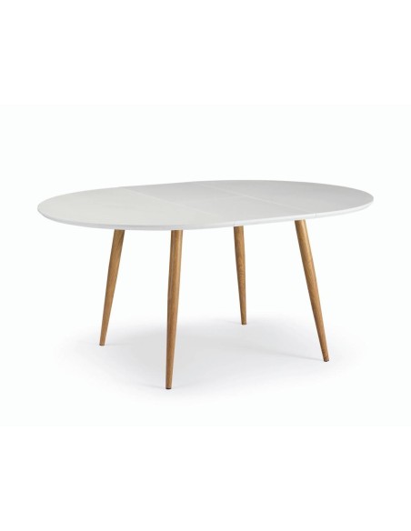 OQUI Mesa Redonda extensible 120(160)x75, blanco, Roble