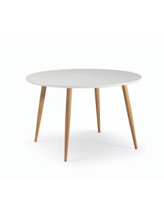 OQUI Mesa Redonda extensible 120(160)x75, blanco, Roble