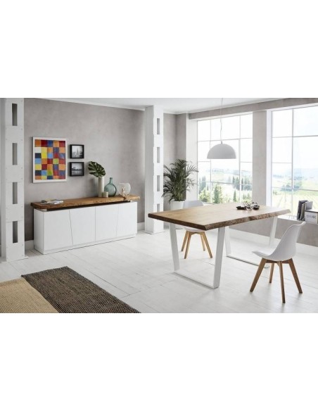 MESA DESIGN indústria LOLA 180x100, fresno, metal branco