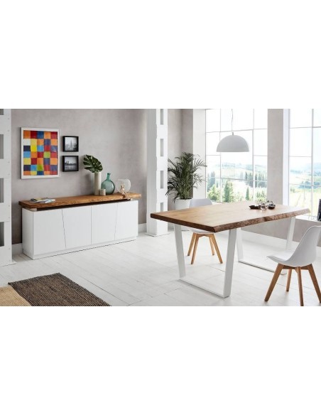 APARADOR DISEÑO NORDICO NAYRA 190x47, blanco, caramel APARADOR DISEÑO NORDICO NAYRA 190x47, blanco, caramel