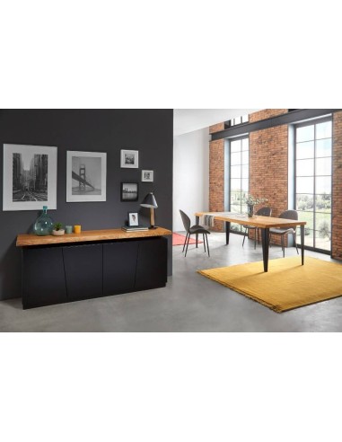 APARADOR DISEÑO NORDICO NAYRA 190x47, negro, caramel