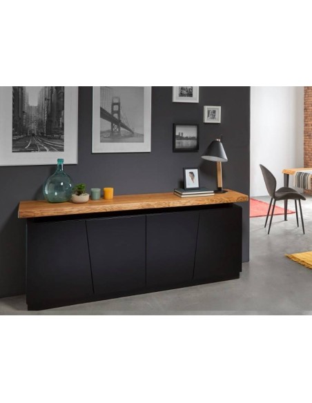 APARADOR PROJETO NORDICO (a) alfredo 190x47, preto, caramelo