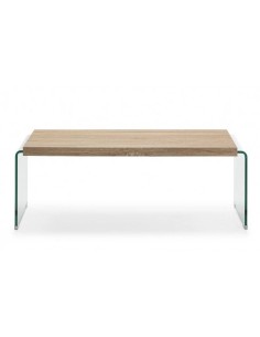 MESA DE CENTRO NEYDY 110x55, cristal, roble 2
