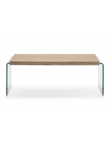 MESA DE CENTRO NEYDY 110x55, cristal, roble