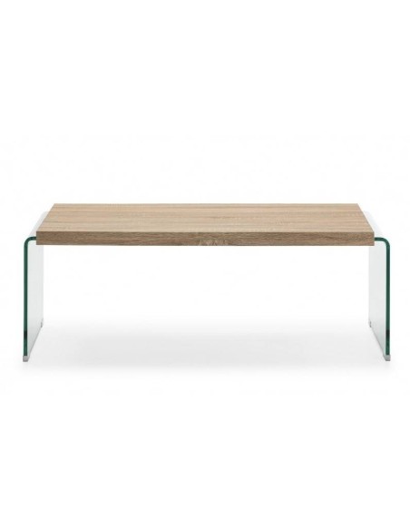 MESA DE CENTRO NEYDY 110x55, vidro, carvalho