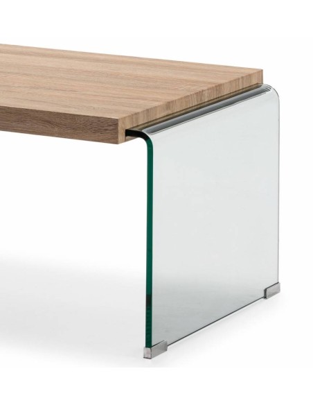 MESA DE CENTRO NEYDY 110x55, vidro, carvalho