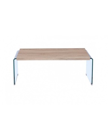 MESA DE CENTRO NEYDY 110x55, cristal, roble