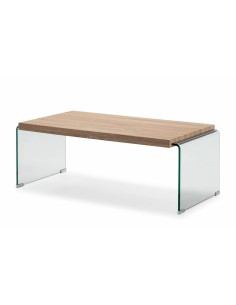 MESA DE CENTRO NEYDY 110x55, cristal, roble