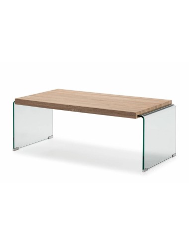MESA DE CENTRO NEYDY 110x55, cristal, roble