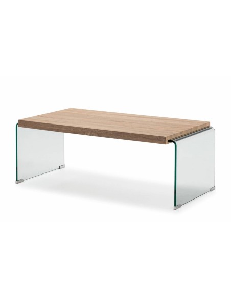 MESA DE CENTRO NEYDY 110x55, vidro, carvalho