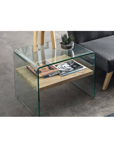 MESA AUXILIAR NEVADA 50x48, vidro, madeira