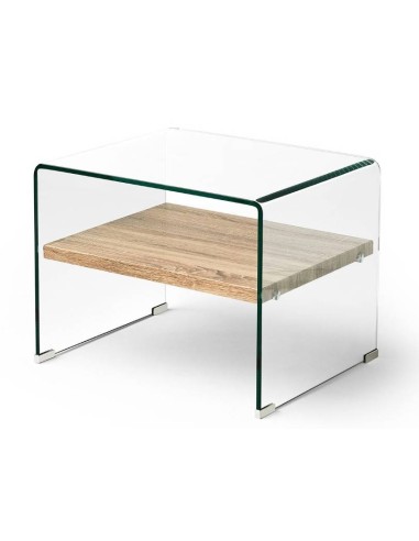 MESA AUXILIAR NEVADA 50x48, cristal, madera