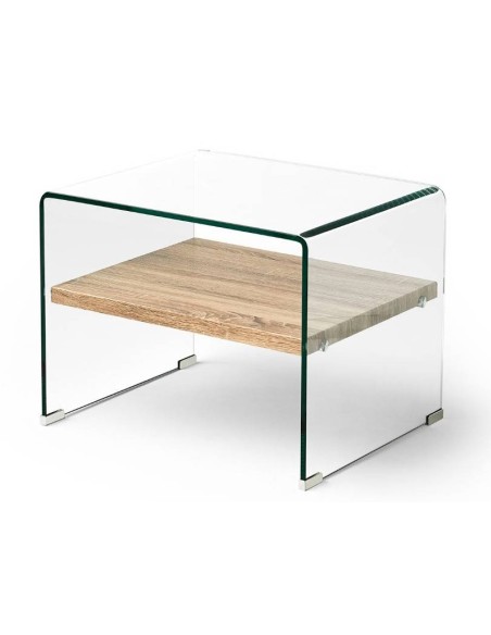 MESA AUXILIAR NEVADA 50x48, cristal, madera