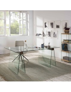ESCRITORIO DE CRISTAL SIDNE 180x90, nogal 2