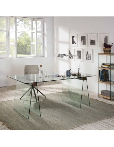 MESA DE VIDRO SIDNE 180x90, nogueira