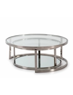 SET DE MESAS STEELS DE ACERO INOX, CRISTAL. 2