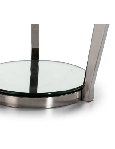 MESA AUXILIAR DE ACERO Y CRISTAL, GRETA.