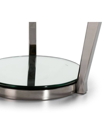 MESA AUXILIAR EM AÇO E VIDRO, GRETA.