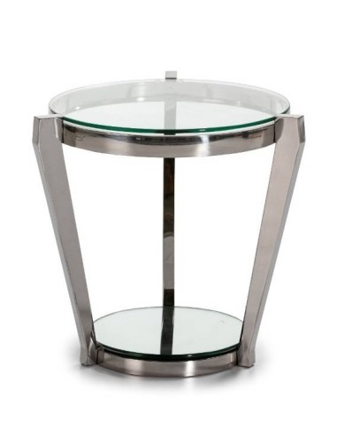 MESA AUXILIAR EM AÇO E VIDRO, GRETA.