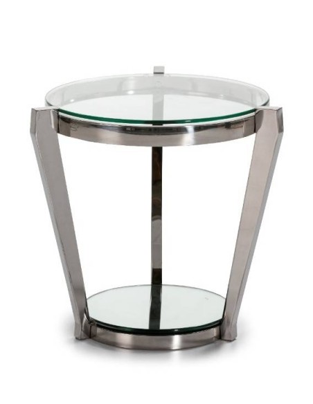 MESA AUXILIAR EM AÇO E VIDRO, GRETA.