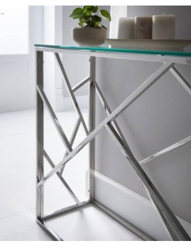 CONSOLA DE CRISTAL Y ACERO FUTUR 115x30