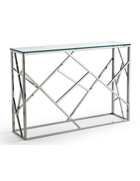 CONSOLA DE CRISTAL Y ACERO FUTUR 115x30 CONSOLA DE CRISTAL Y ACERO FUTUR 115x30