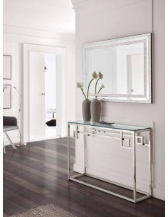 CONSOLA DE CRISTAL Y ACERO TEMPLE 115x30 2