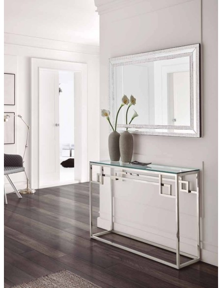 CONSOLE DE VIDRO E AÇO INOX, TEMPLE.