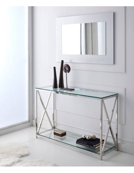 CONSOLE DE VIDRO E AÇO PAVILION 120x40
