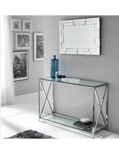 CONSOLE DE VIDRO E AÇO PAVILION 120x40