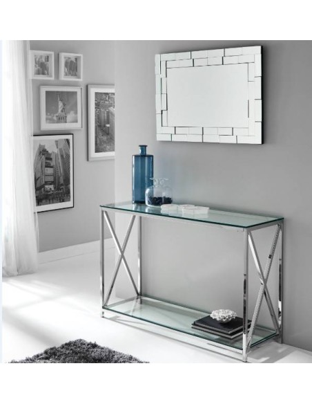 CONSOLA DE CRISTAL Y ACERO PAVILION 120x40